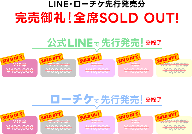 LINE・ローチケ先行発売分 完売御礼！全席SOLD OUT!