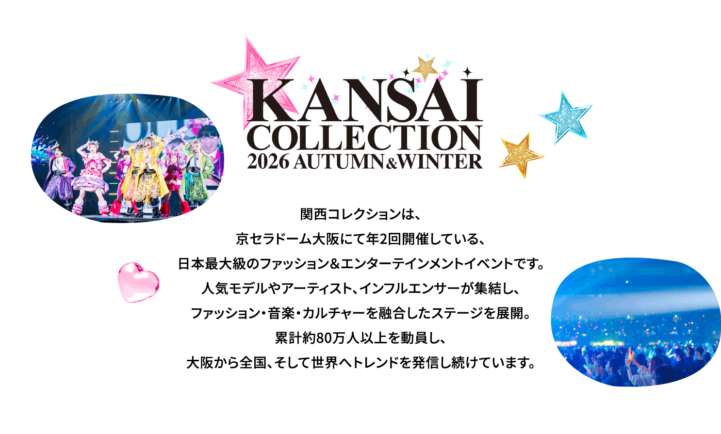 KANSAI COLLECTION 2026 AUTUMN & WINTER 関西コレクションは、京セラドーム大阪にて年2回開催している、日本最大級のファッション＆エンターテインメントイベントです。